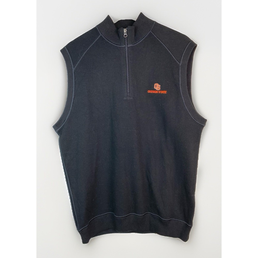 Cutter & Buck Men's M Black 1/4 Zip Cotton OSU Oregon State Beavers Sweater Vest